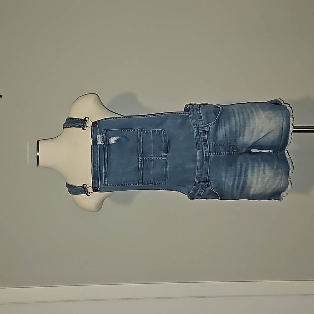 Wild Blue Sadie Robertson Collection Distressed Denim Shortalls Sz L VGUC - Picture 8 of 17